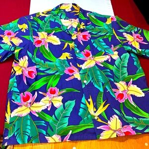 Scorpio PURPLE PINK Hawaiian FLOWER Shirt Button Up TROPICAL USA MADE VTG men 2X